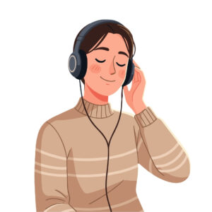 Grafika - dziewczyna slucha muzyki